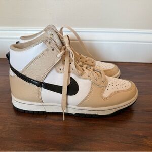 Nike Dunk High Sanddrift Beige and White Sneakers-Size 7.5